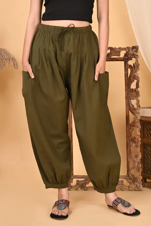 Premium_Pure_Cotton_Bubble_Fit_Women_Pants_Olive_Green