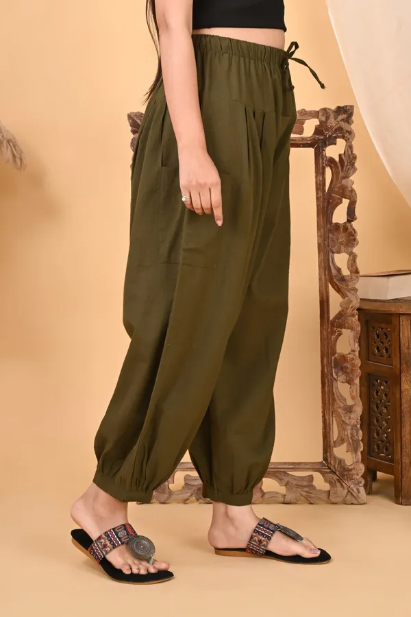 Premium_Pure_Cotton_Bubble_Fit_Women_Pants_Olive_Green