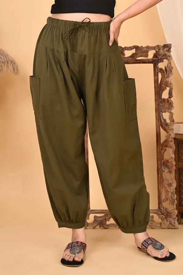Premium_Pure_Cotton_Bubble_Fit_Women_Pants_Olive_Green