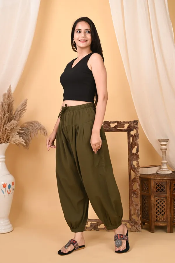 Premium_Pure_Cotton_Bubble_Fit_Women_Pants_Olive_Green