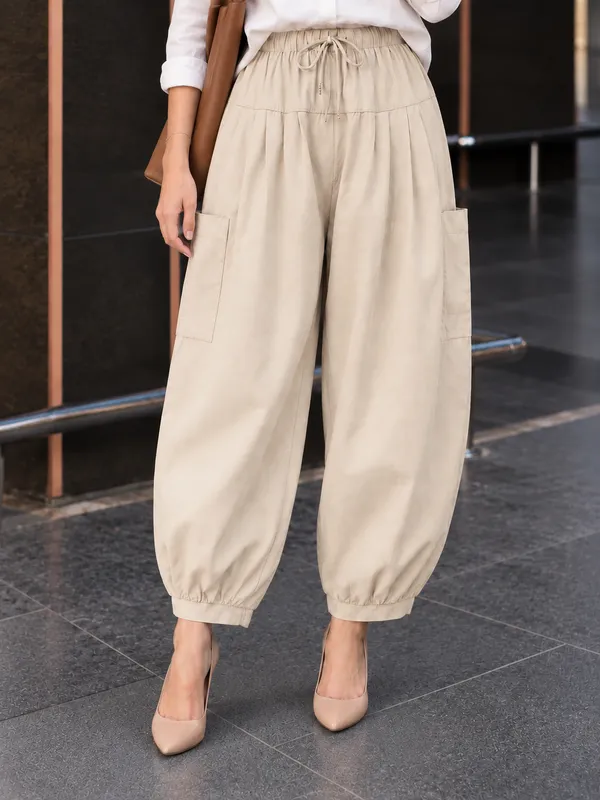 Premium_Pure_Cotton_Bubble_Fit_Women_Pants_Beige