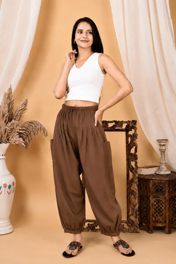 Premium_Pure_Cotton_Bubble_Fit_Women_Pants_Brown