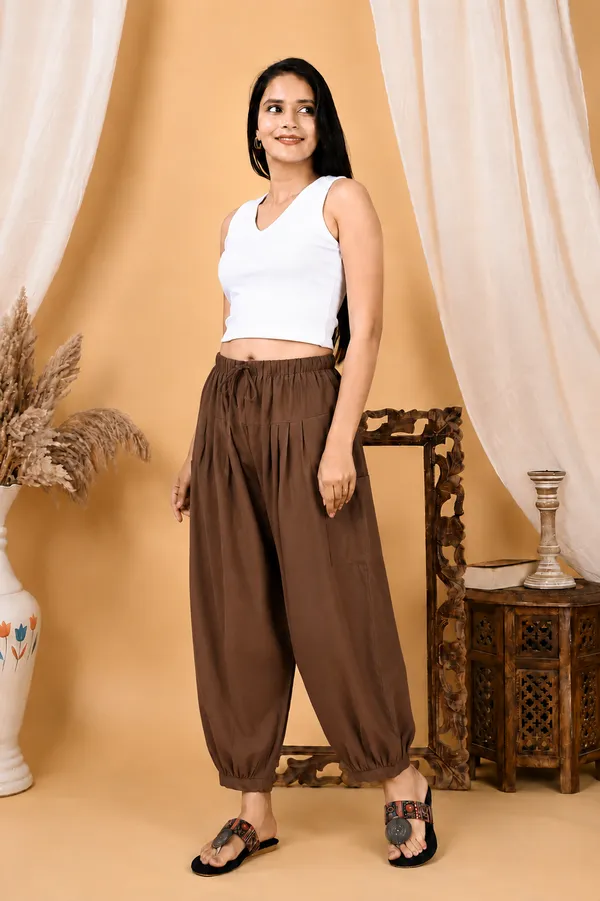 Premium_Pure_Cotton_Bubble_Fit_Women_Pants_Brown