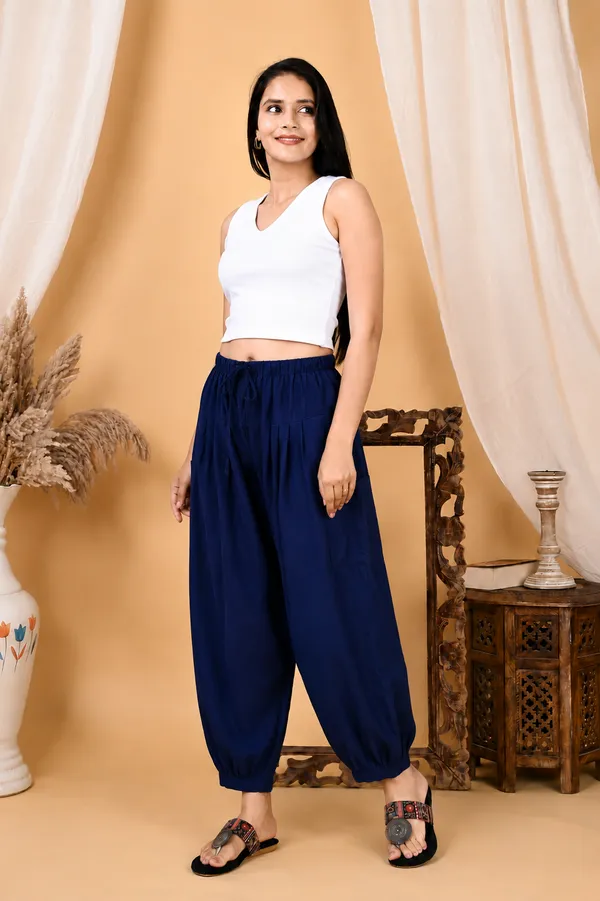 Premium_Pure_Cotton_Bubble_Fit_Women_Pants_Navy_Blue