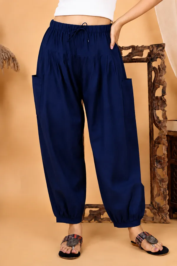 Premium_Pure_Cotton_Bubble_Fit_Women_Pants_Navy_Blue