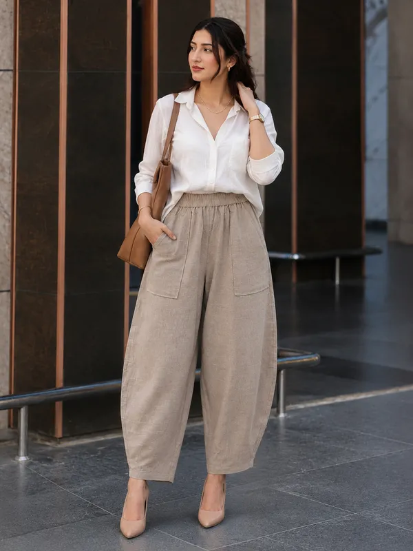 Women_Cotton_Balloon_Fit_Pants_Beige