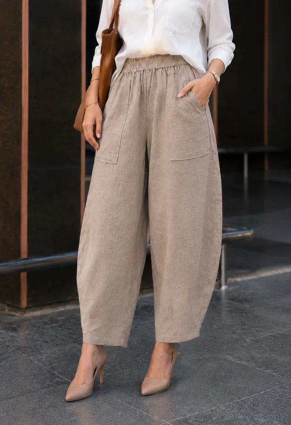 Women_Cotton_Balloon_Fit_Pants_Beige