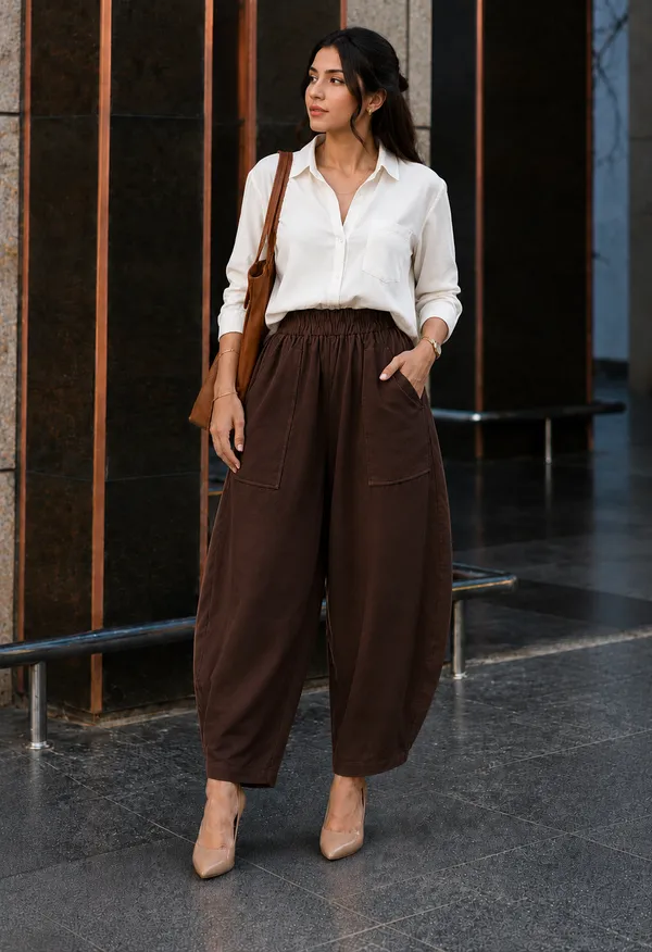 Women_Cotton_Balloon_Fit_Pants_Brown