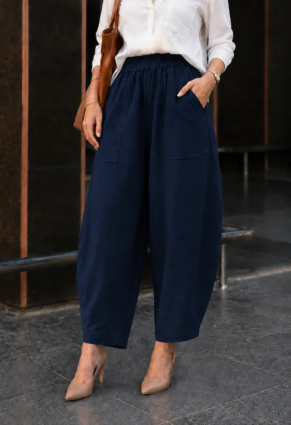 Women_Cotton_Balloon_Fit_Pants_Navy_Blue