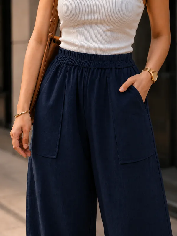 Women_Cotton_Balloon_Fit_Pants_Navy_Blue