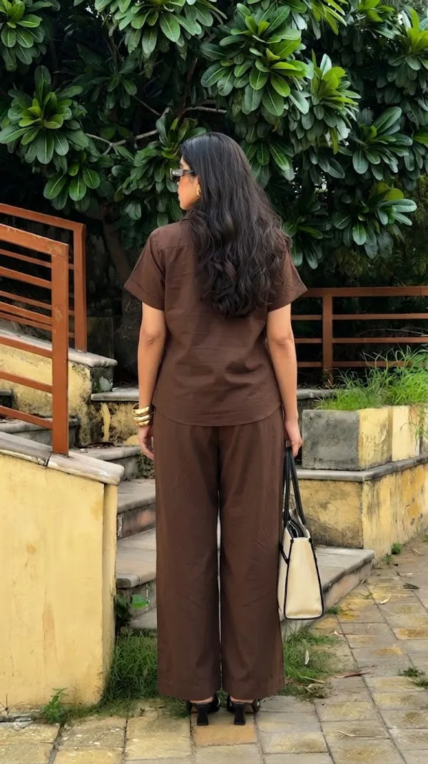 Womens_Shoulder_Down_Cotton_Slub_Solid_Casual_Shirt_Brown