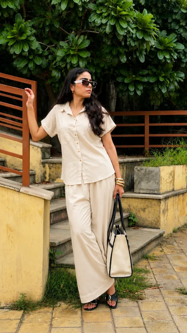 Womens_Shoulder_Down_Cotton_Slub_Solid_Casual_Shirt_Beige