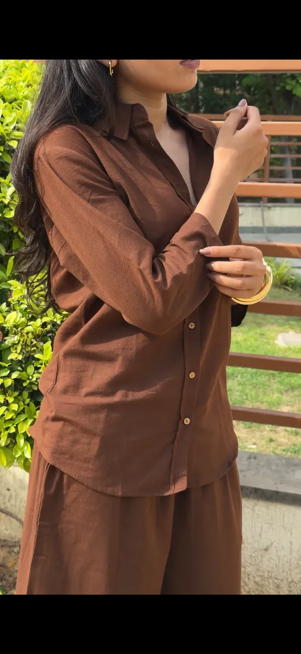 Womens_Cotton_Slub_Solid_Casual_Shirt_With_3_4_Sleeves_Brown