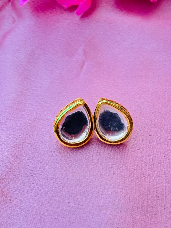 Gold_Tone_Teardrop_Stud_Earrings_For_Women
