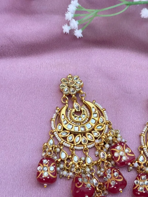 Handcrafted_White_Meenakari_And_Kundan_Chandbali_Earrings