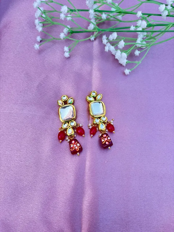 Gold-Tone_Red_Stone_Drop_Earrings_For_Women