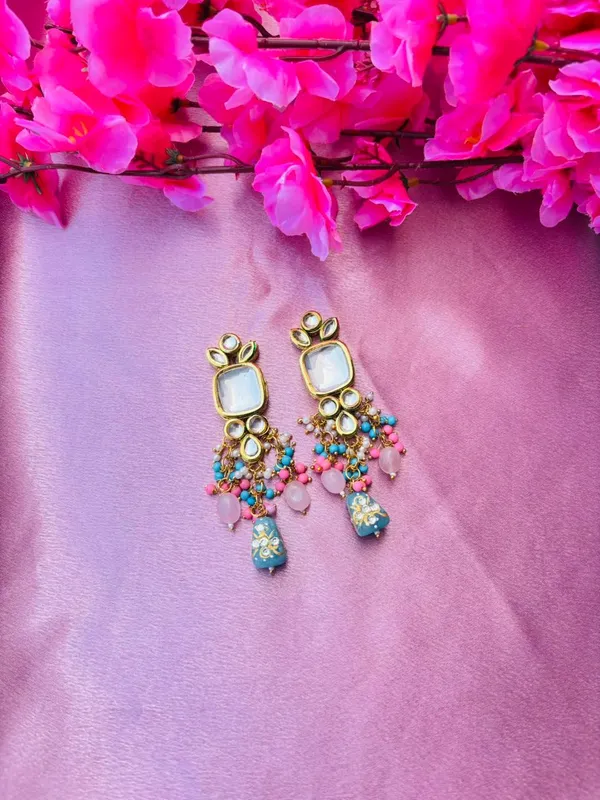Handcrafted_Kundan_And_Blue_Beaded_Dangle_Earrings