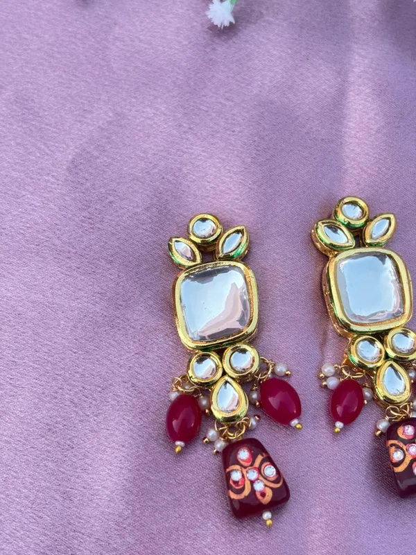 Gold-Tone_Red_Stone_Drop_Earrings_For_Women