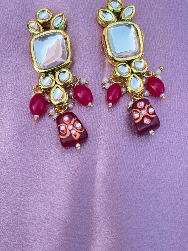 Gold-Tone_Red_Stone_Drop_Earrings_For_Women