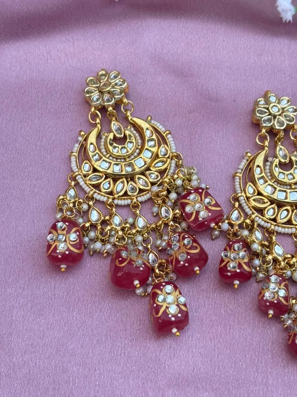 Handcrafted_White_Meenakari_And_Kundan_Chandbali_Earrings