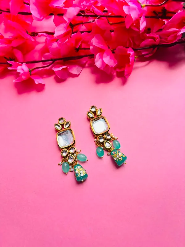 Green_Gold_Tone_Statement_Drop_Earrings_For_Women