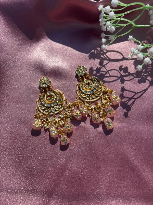 Handcrafted_White_Meenakari_And_Kundan_Chandbali_Earrings