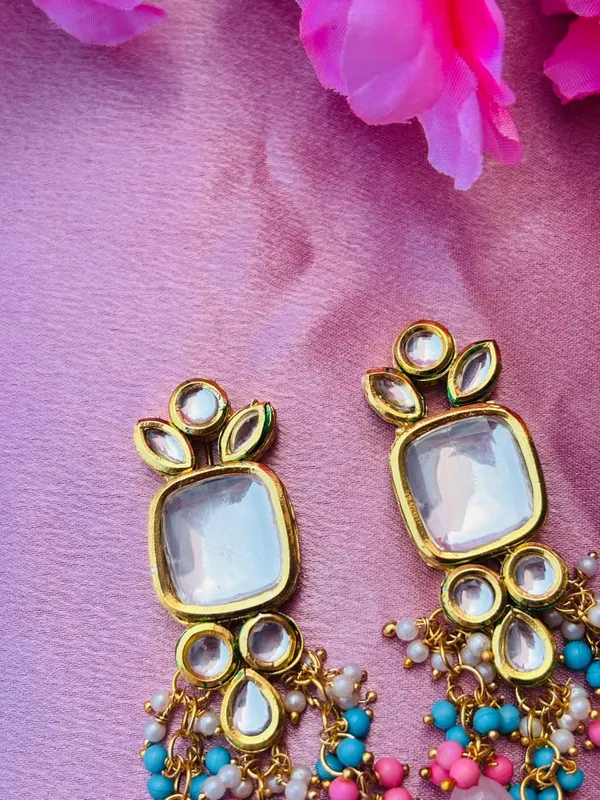 Handcrafted_Kundan_And_Blue_Beaded_Dangle_Earrings