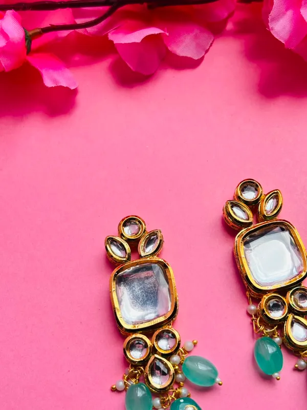 Green_Gold_Tone_Statement_Drop_Earrings_For_Women