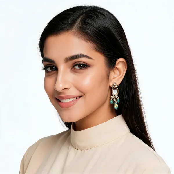 Green_Gold_Tone_Statement_Drop_Earrings_For_Women