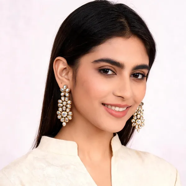 Elegant_Floral_Kundan_And_Pearl_Drop_Earrings