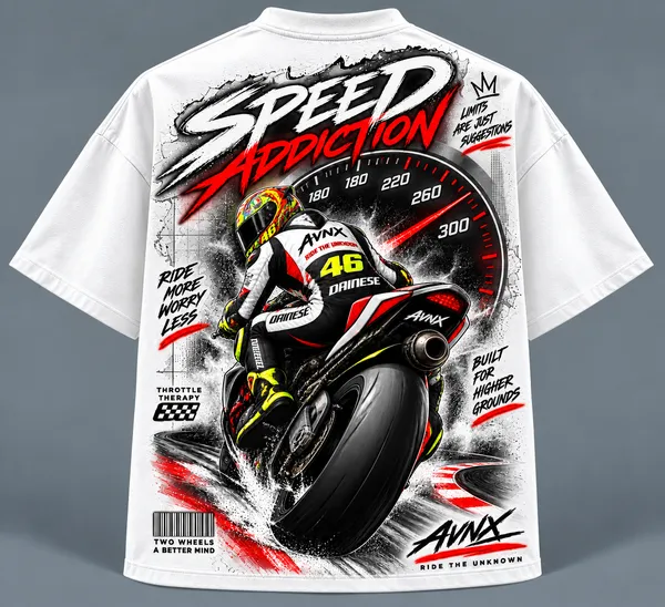 White_Speed_Addiction_Oversized_T-Shirt_Unisex