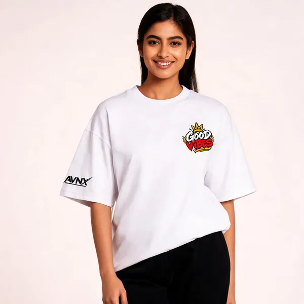 White_Good_Vibes_Only_No_Bad_Days_Oversized_T-Shirt_Unisex