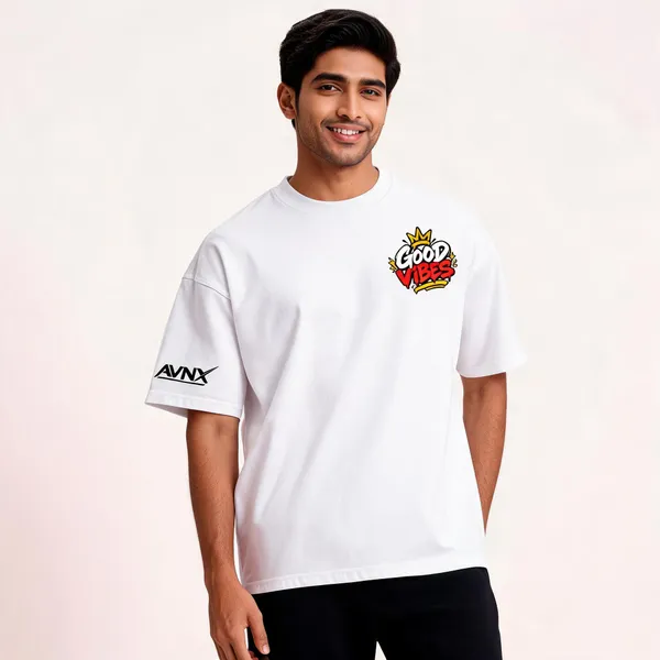 White_Good_Vibes_Only_No_Bad_Days_Oversized_T-Shirt_Unisex