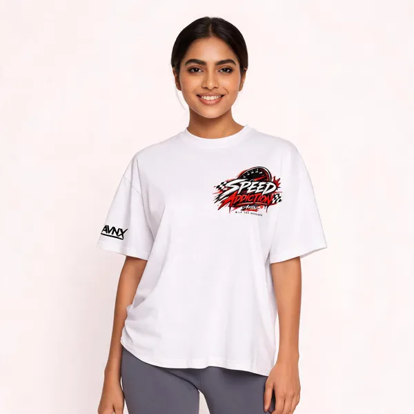 White_Speed_Addiction_Oversized_T-Shirt_Unisex