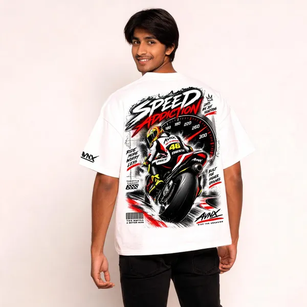 White_Speed_Addiction_Oversized_T-Shirt_Unisex