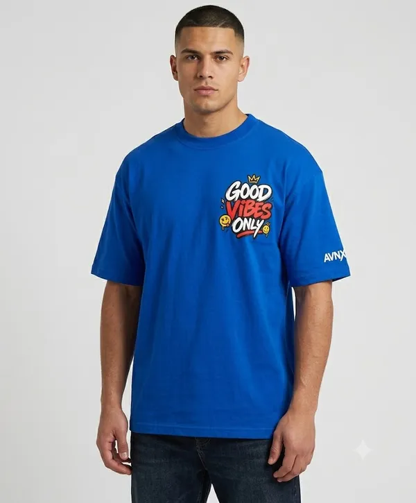 Royal_Blue_Good_Vibes_Only_No_Bad_Days_Oversized_T-Shirt_Unisex