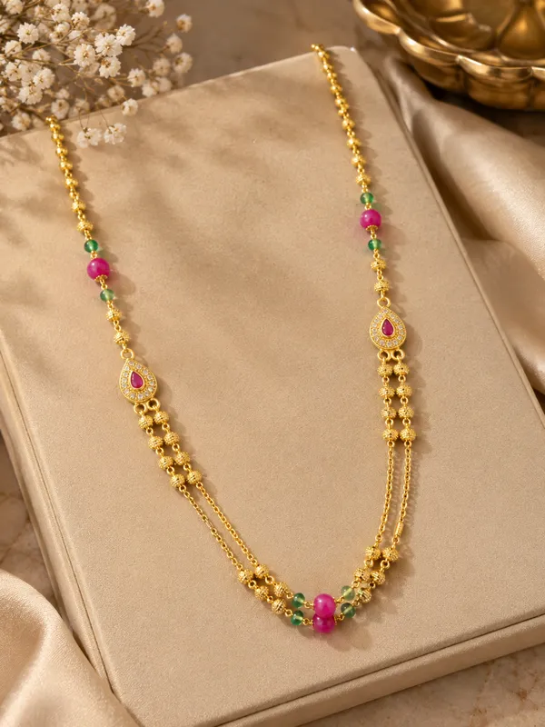Gold_Tone_Beaded_Long_Necklace_For_Women