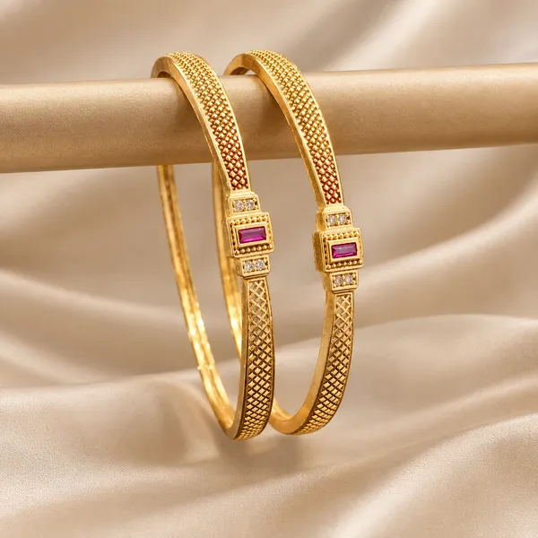 Gold_Tone_Pink_Stone_Studded_Bangles_Set_For_Women