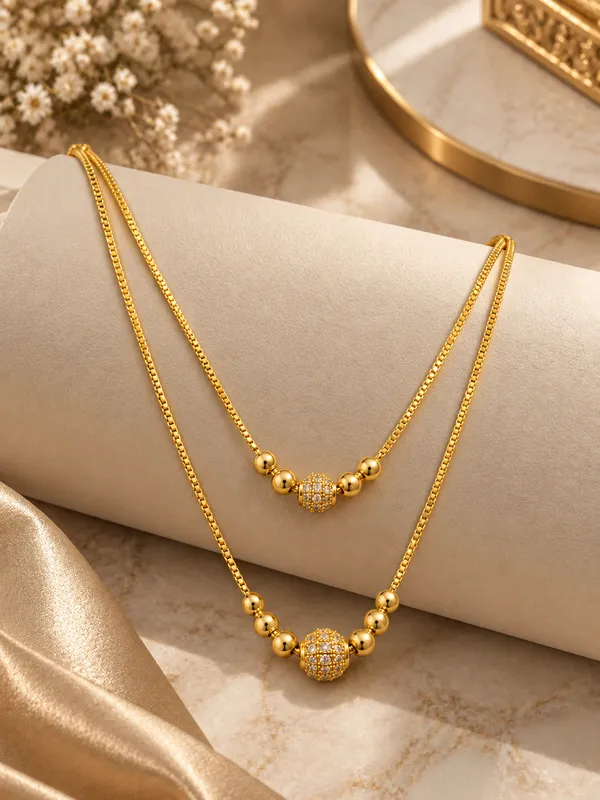 Gold_Tone_Beaded_Ball_Pendant_Necklace_Set_For_Women