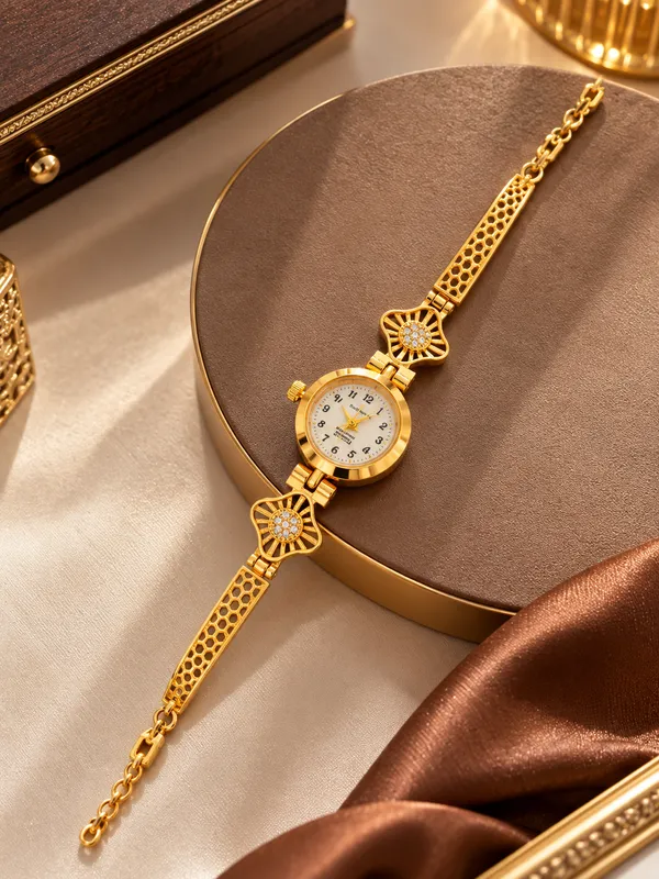 Gold_Tone_Analog_Bracelet_Watch_For_Women