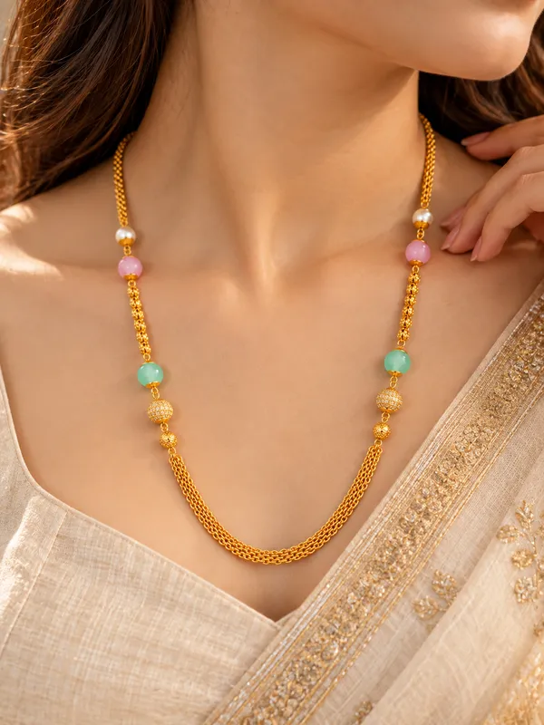 Gold_Tone_Beaded_Necklace_For_Women