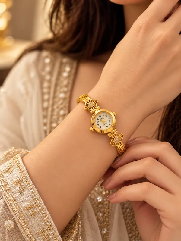 Gold_Tone_Analog_Bracelet_Watch_For_Women