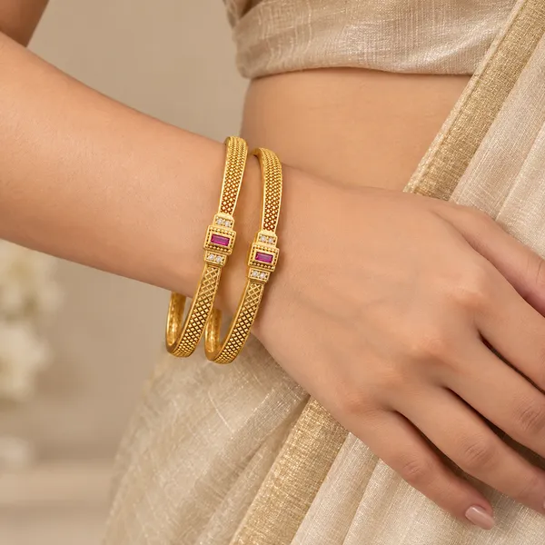 Gold_Tone_Pink_Stone_Studded_Bangles_Set_For_Women