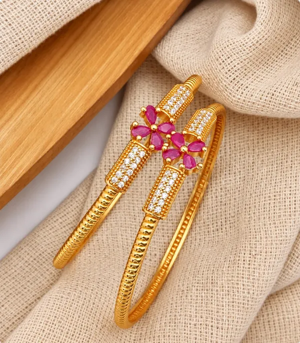 Premium_Micro_Gold_Plated_Designer_Bangle_Set_for_Women_|_Pink_Floral_Stone_&_White_Stone_Detailing_|_Wedding,_Party_&_Festive_Wear