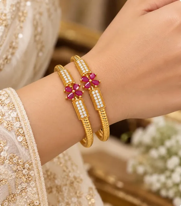 Premium_Micro_Gold_Plated_Designer_Bangle_Set_for_Women_|_Pink_Floral_Stone_&_White_Stone_Detailing_|_Wedding,_Party_&_Festive_Wear