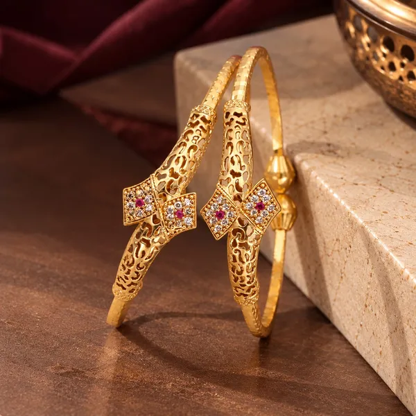 Premium_Micro_Gold_Plated_Designer_Bangles_for_Women_|_Pink_&_White_Stone_Embellished_Openwork_Design_|_Wedding_&_Festive_Wear