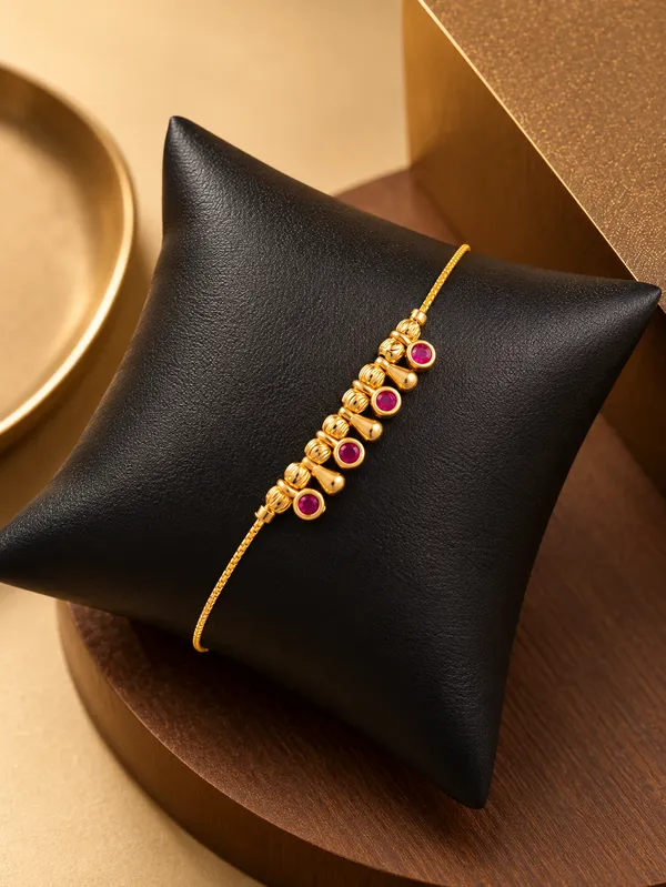 Gold_Tone_Red_Stone_Beaded_Bracelet_for_Women