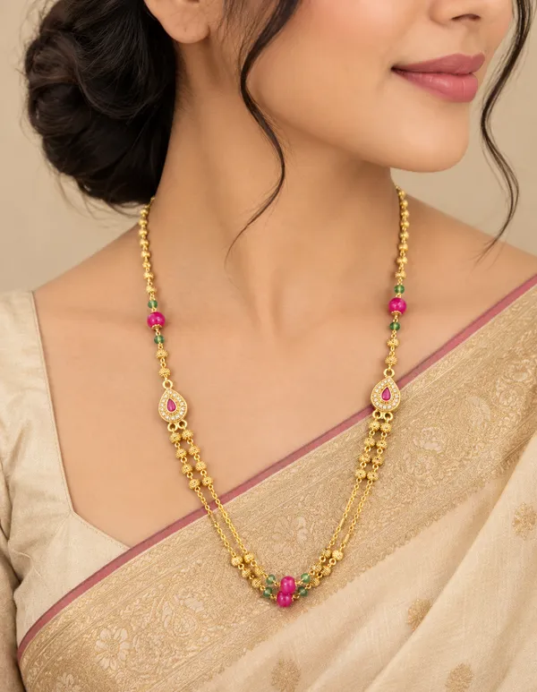 Gold_Tone_Beaded_Long_Necklace_For_Women