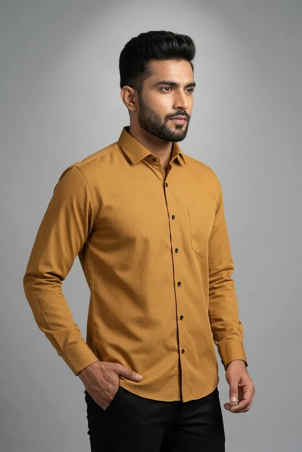 37_Cf_Solid_Dobby_Golden_Slim_Fit_Shirt