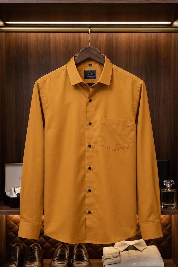 37_Cf_Solid_Dobby_Golden_Slim_Fit_Shirt